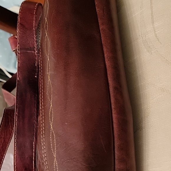 Frye Handcrafted Handbag Burgundy Vintage - Picture 12 of 12